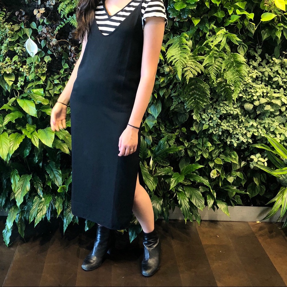 Everlane GoWeave long slip dress black